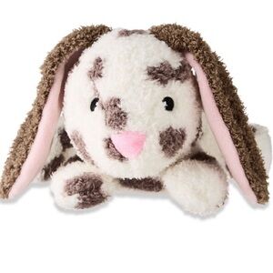 Adorable Lying Plush Bunny brown pink ears. 8in